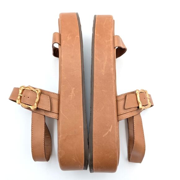 Schutz Wavy Ankle Strap Platform Sandals Women's Leather Brown Size US10.5B EU41 - Picture 7 of 11